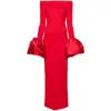 Solace London Talia Off-the-shoulder Faille-trimmed Crepe Gown In Red