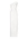 Solace London Kira One-shoulder Satin-twill Gown In White