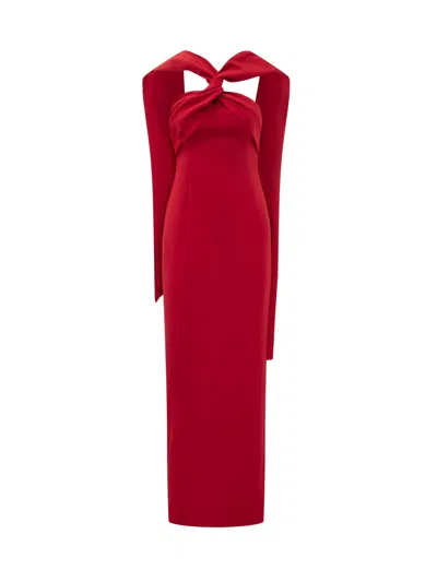 Solace London Elegant Lungo Suit With Nodo In Red
