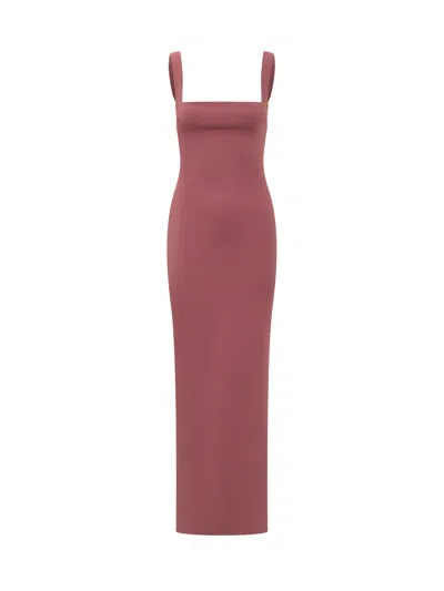 Solace London Elegant Mini Suit With Delicate Stripes In Dark Rose