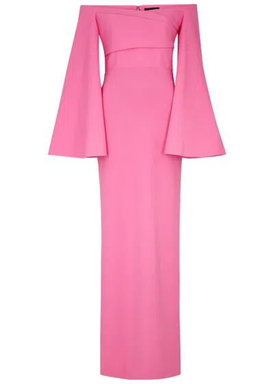 Solace London Eliana Off-the-shoulder Gown In Pink