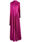 Solace London Emelia Draped Satin Maxi Dress In Dark Pink