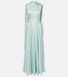 Solace London Emelia Scarf-detail Satin Gown In Blue