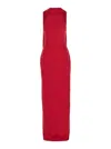 Solace London Emerson Red Sleeveless Long Dress With Halterneck And Attatched Scarf On The Rear In Viscose Stretch In Red