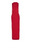 Solace London Emerson Red Sleeveless Long Dress With Halterneck And Attatched Scarf On The Rear In Viscose Stretch In Red