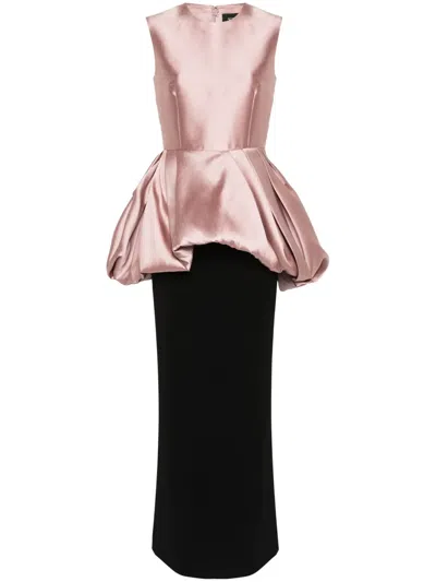 Solace London Emi Peplum-detail Dress In Pink