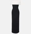 Solace London Eva Colorblocked Crêpe Gown In Cream Black