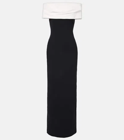 Solace London Eva Colorblocked Crêpe Gown In Cream Black