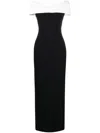 Solace London Dakota Off-the-shoulder Crepe And Satin-twill Gown In Nero