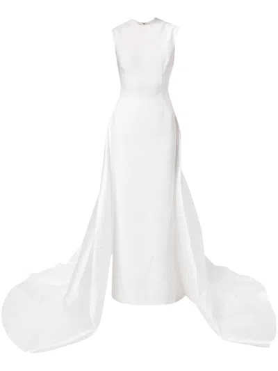 Solace London Flor Sleeveless Train Dress In White