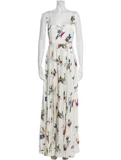 Pre-owned Solace London Floral Print Long Dress In White