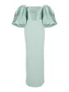 Solace London 'floris' Green Long Dress With Boat Neckline And Puffed Short Sleeves In Green