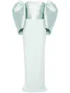 Solace London 'floris' Green Long Dress With Boat Neckline And Puffed Short Sleeves In グリーン