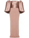 Solace London Floris Satin-trimmed Off-shoulder Gown In Pink