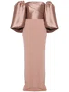 Solace London Floris Satin-trimmed Off-shoulder Gown In Pink