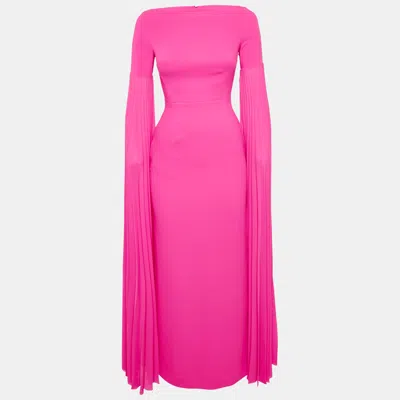 Pre-owned Solace London Fuchsia Pink Crepe Grace Maxi Dress Xs