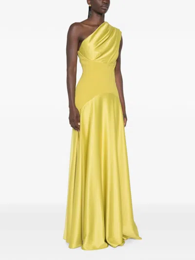 Solace London Gabriela One-shoulder Maxi Dress In Yellow