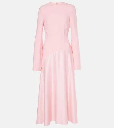 Solace London Gaia Crêpe And Satin Midi Dress In Pink