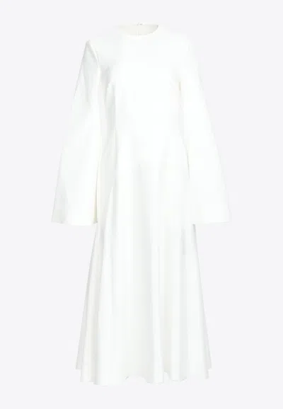 Solace London Gaia Flared Midi Dress In White