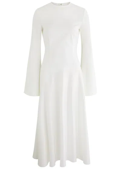 Solace London Gaia Satin And Crepe Midi Dress In White