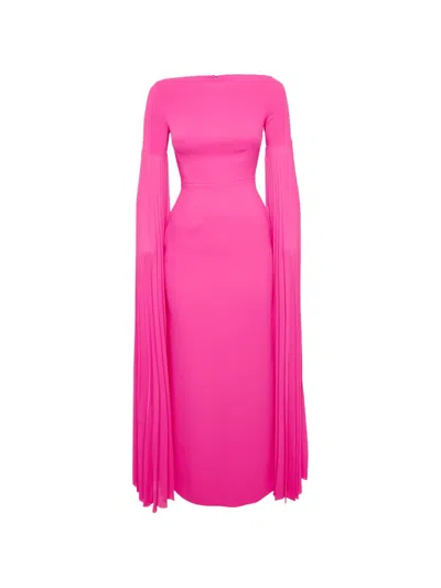 Pre-owned Solace London Grace Pleated Maxi Dress In Pink
