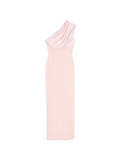 Solace London Gracie One Shoulder Draped Maxi Dress In Pink