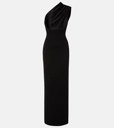 Solace London Gracie One-shoulder Satin-trimmed Gown In Animal Print