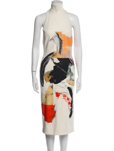 Pre-owned Solace London Graphic Print Long Dress In Neutral