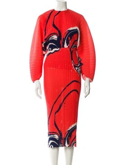 Pre-owned Solace London Graphic Print Long Dress In Orange