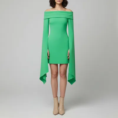 Pre-owned Solace London Green Crepe Off-shoulder Mini Mila Dress S