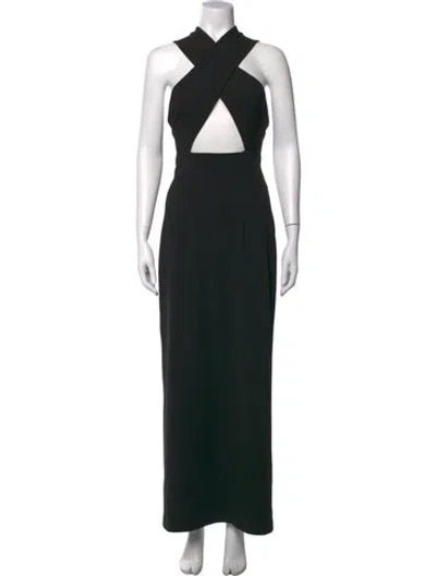 Pre-owned Solace London Halterneck Long Dress In Black
