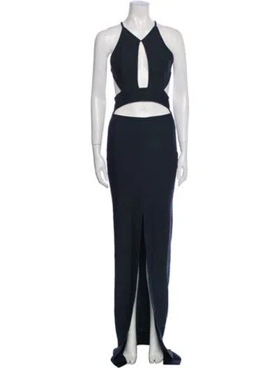 Pre-owned Solace London Halterneck Long Dress In Blue