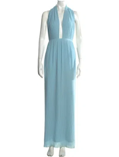 Pre-owned Solace London Halterneck Long Dress In Blue
