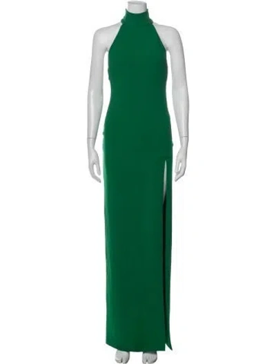 Pre-owned Solace London Halterneck Long Dress In Green