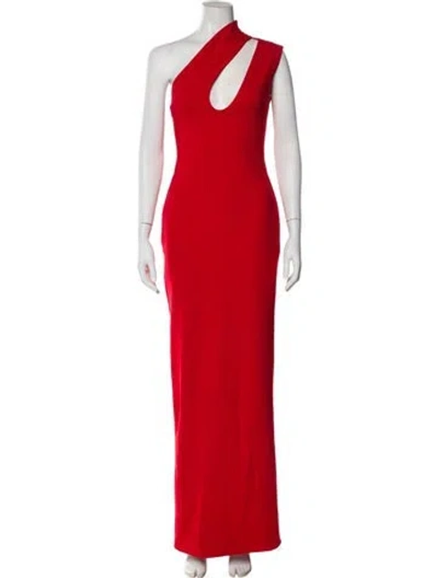 Pre-owned Solace London Halterneck Long Dress In Orange