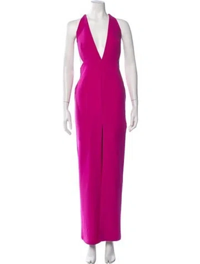 Pre-owned Solace London Halterneck Long Dress In Purple