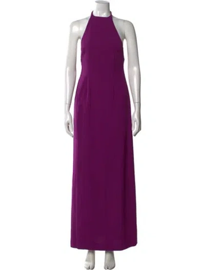 Pre-owned Solace London Halterneck Long Dress In Purple