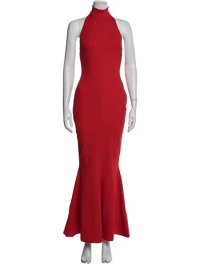 Pre-owned Solace London Halterneck Long Dress In Red
