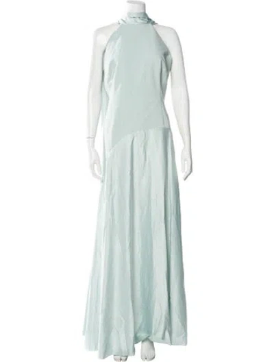 Pre-owned Solace London Halterneck Long Dress W/ Tags In Blue/green