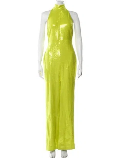 Pre-owned Solace London Halterneck Long Dress In Yellow