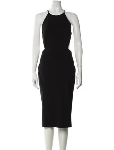 Pre-owned Solace London Halterneck Midi Length Dress In Black