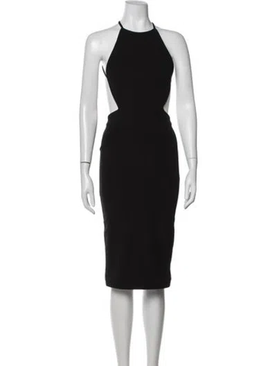 Pre-owned Solace London Halterneck Midi Length Dress In Black