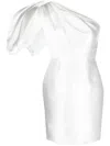 Solace London Hayes One-shoulder Satin-twill Mini Dress In Weiss