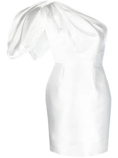 Solace London Hayes One-shoulder Satin-twill Mini Dress In White
