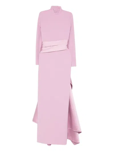 SOLACE LONDON HIGH-NECK SASH DRESS