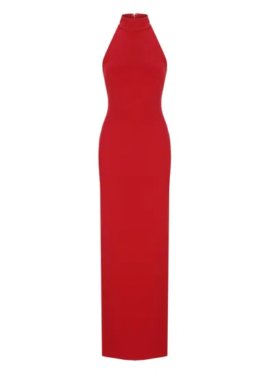 Solace London High Neck Sleeveless Evening Dress In Red