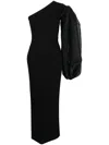 Solace London Hudson One-shoulder Gown In Black