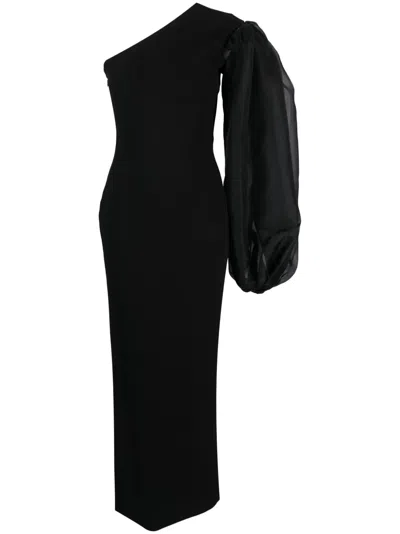 Solace London Hudson One-shoulder Gown In Black
