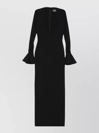 Solace London Hutton Maxi Dress Deep V Neckline In Black