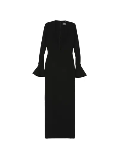 Solace London Hutton Maxi Dress Deep V Neckline In Black